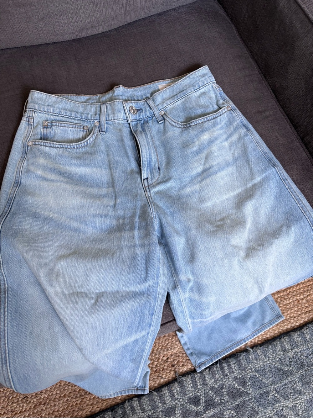 AYR Big Salad Glaciers 28 SHORT - Light Blue Wide-Leg High-Rise Jeans - Picture 3 of 6